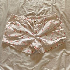 So, Shorts, White with Pink Flamingos, Junior 17